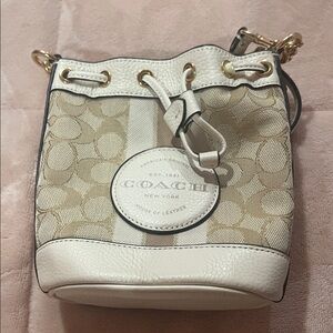 Coach Tan and Cream Mini Bucket Bag